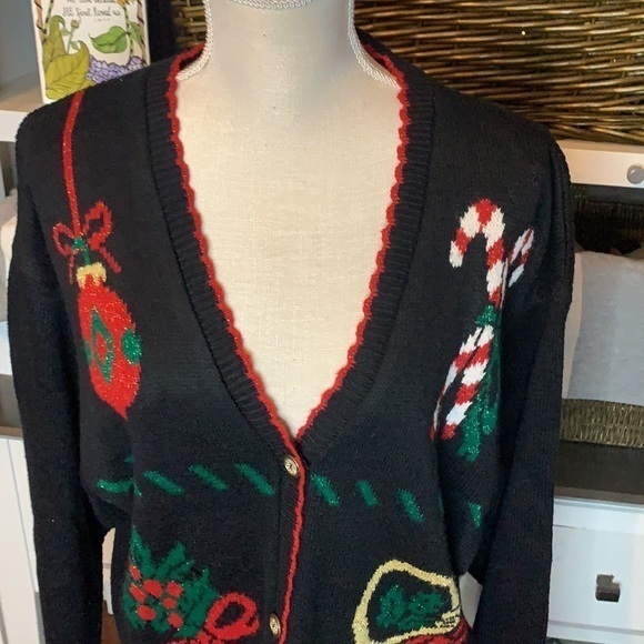 Style Studio Vintage Christmas Sweater Oversized Cardigan Size Medium - Picture 3 of 12
